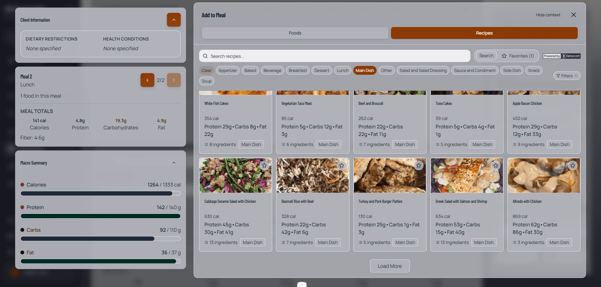 CoachingPortal Nutrition Coaching Interface