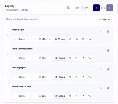 CoachingPortal Exercise Program Builder Interface